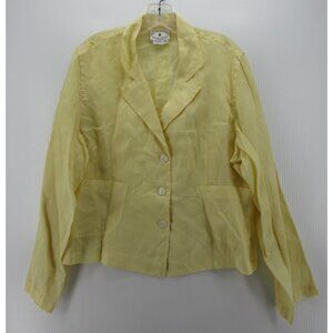 VINTAGE Arleen Bowman Chin Chin Top XL Linen Blazer Blouse 90s *